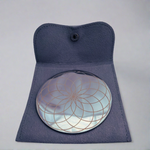 Load image into Gallery viewer, Visually - A Stainless steel coaster with a big beautiful eternal lotus geometric engraving, accompanied with a micro fibre pouch.

